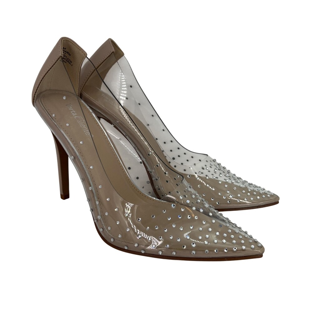 Torta Caliente Shoes Womens Size 8.5 Clear Charm Rhinestone Pumps Stiletto Heels